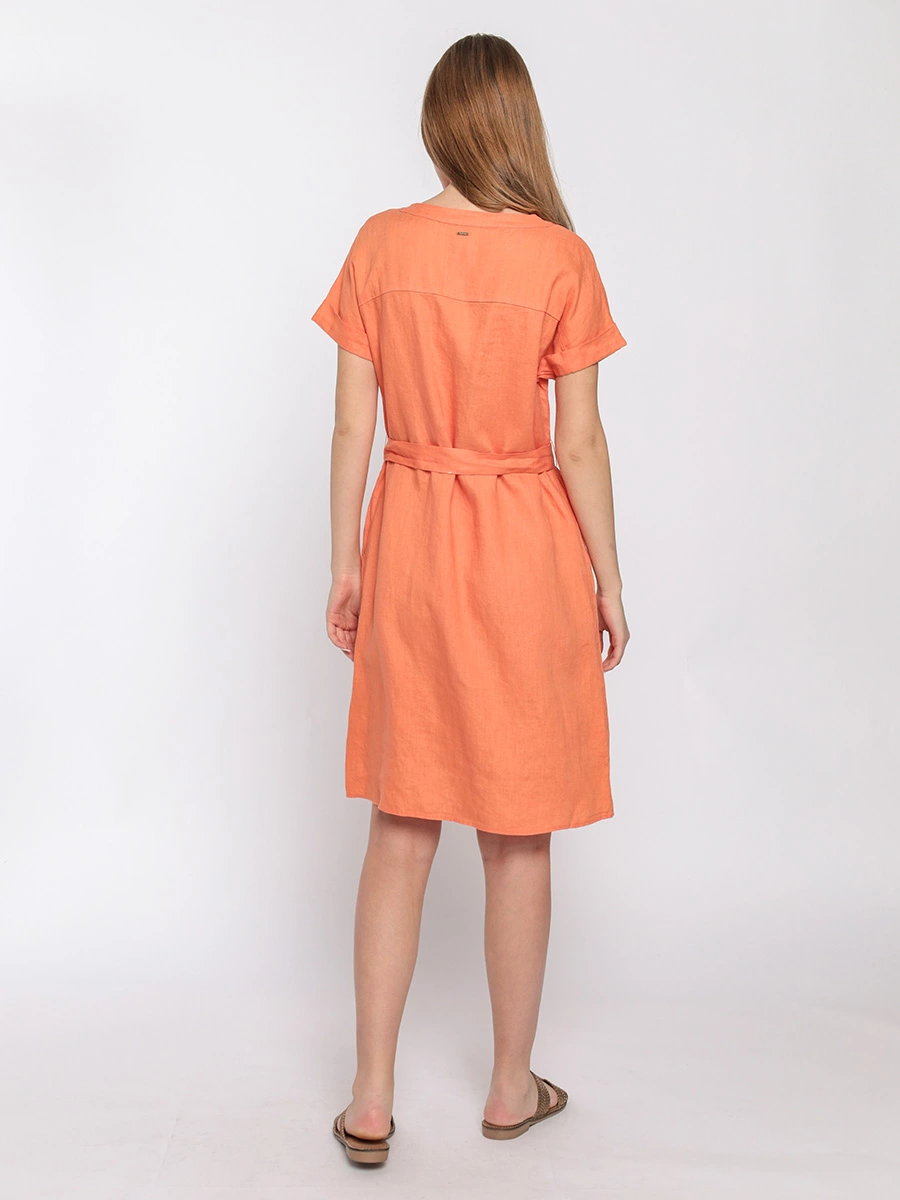 Оранжевое платье изо льна
